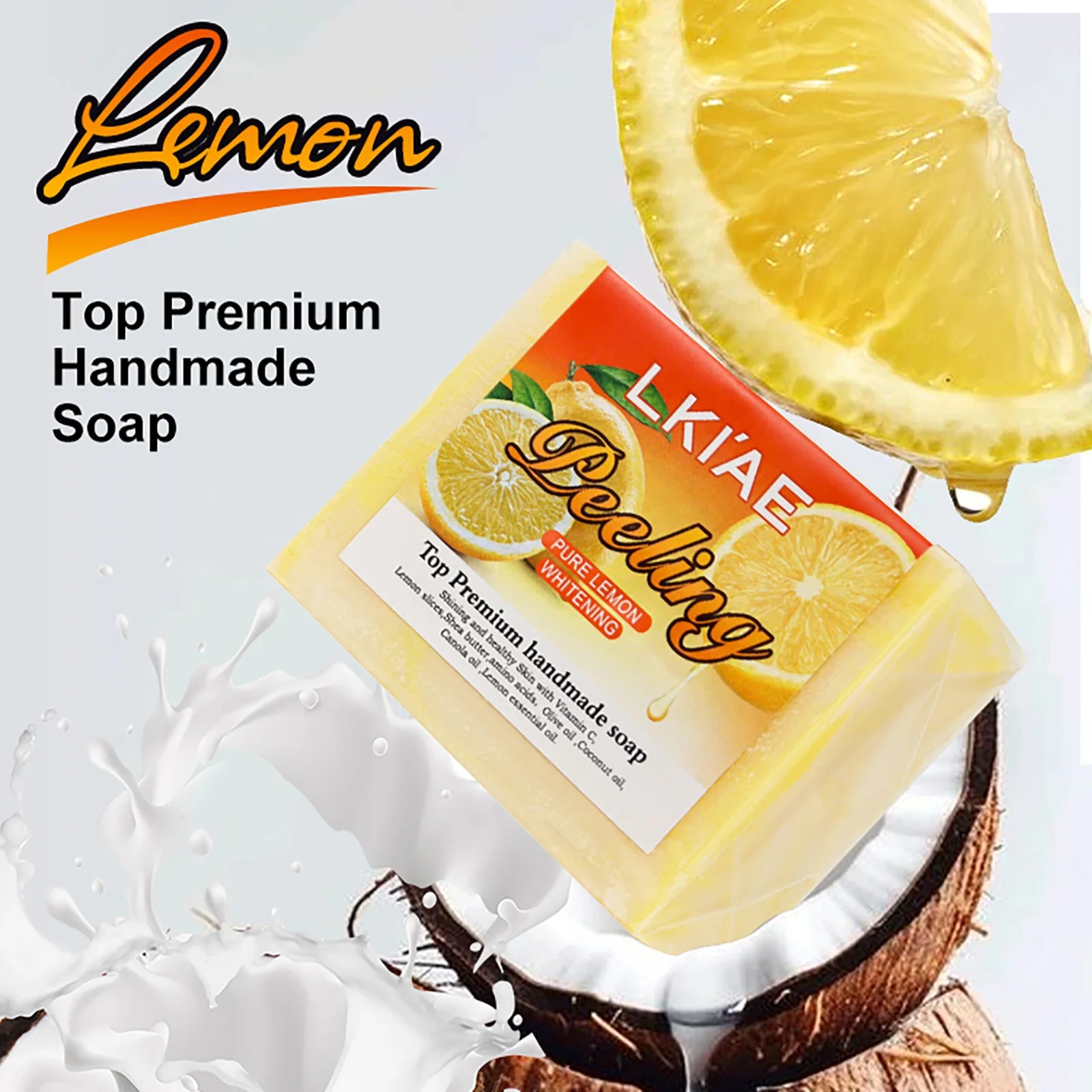 LKIAE Lemon Vitamin C Soap — lemon extract + vitamin C — product box packaging