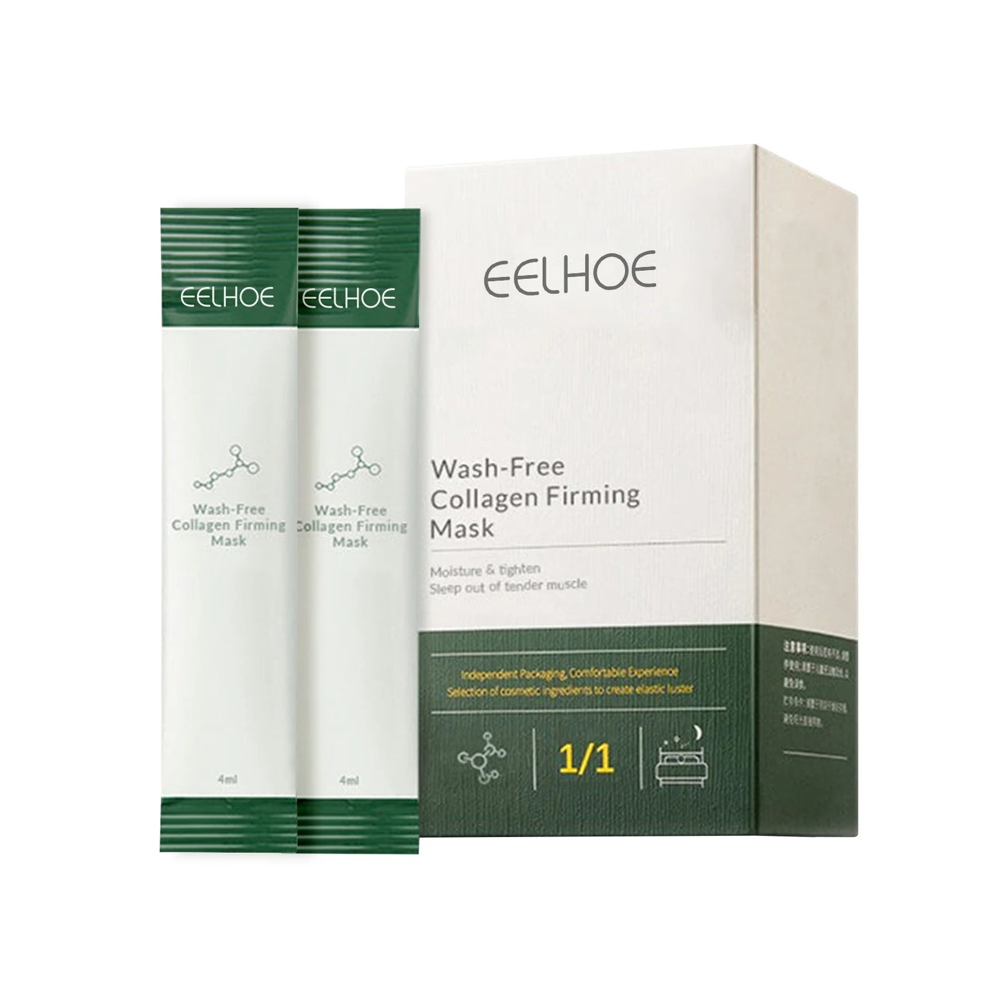EELHOE Collagen Firming Wash-Free Sleeping Mask — Collagen & Peptide — Sleeping mask jar front view with night theme