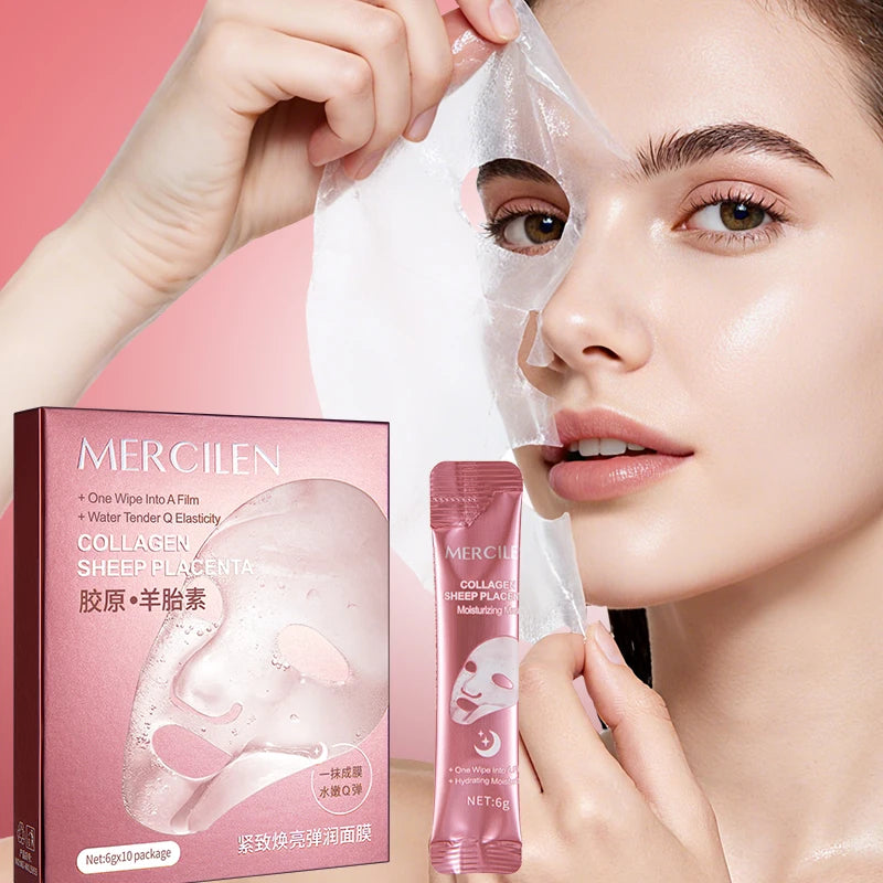 Collagen brightening facial mask sachet with moisturizing serum