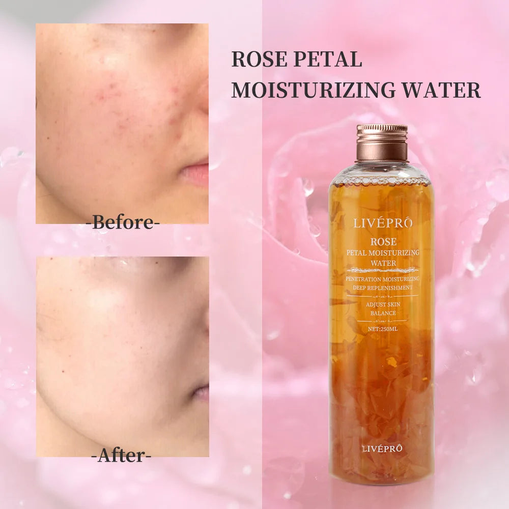 LIVEPRO Rose Petal Toner — rose petal water — toner texture being sprayed