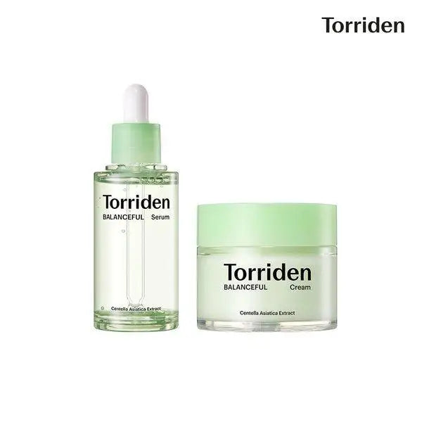 Soothing serum and cream duo with centella asiatica for barrier repair and calming skincare