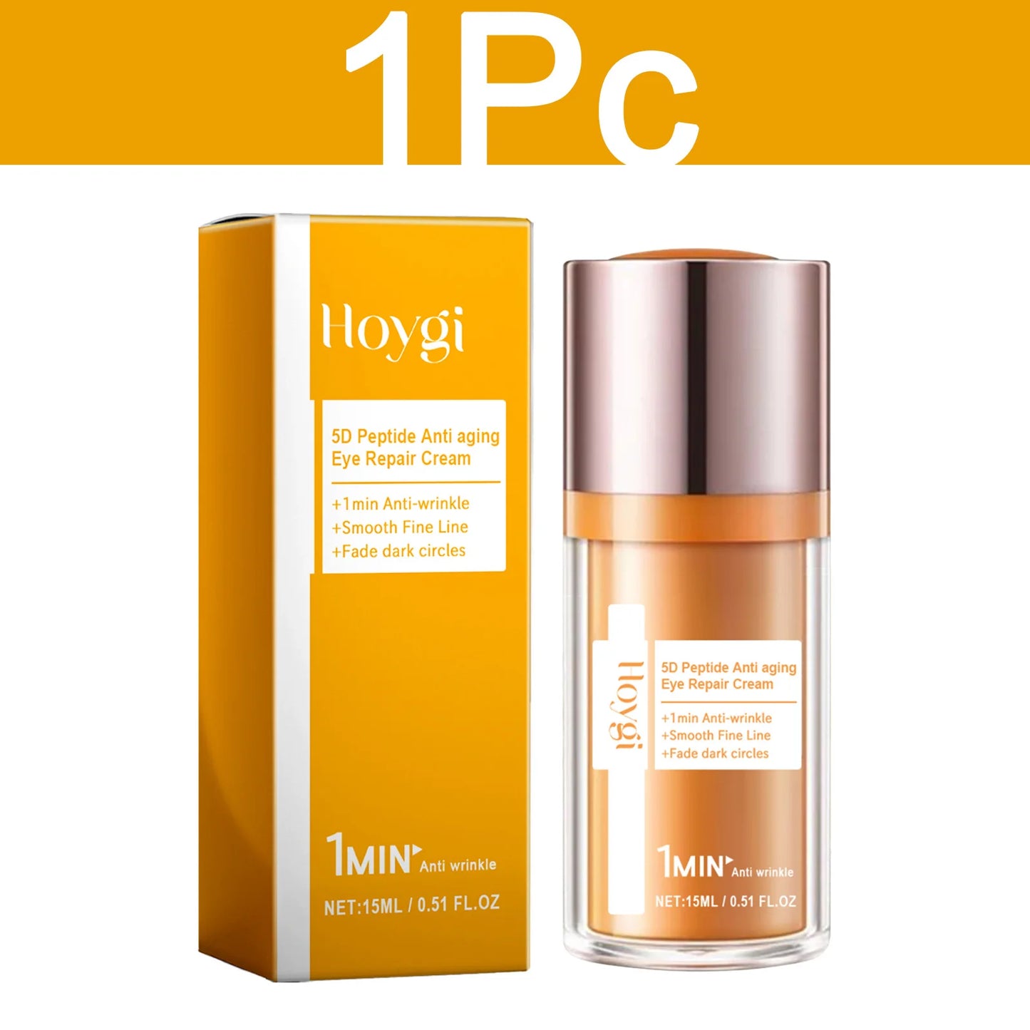 Hoygi 5D Peptide Eye Cream — 5D peptide complex — side angle of tube