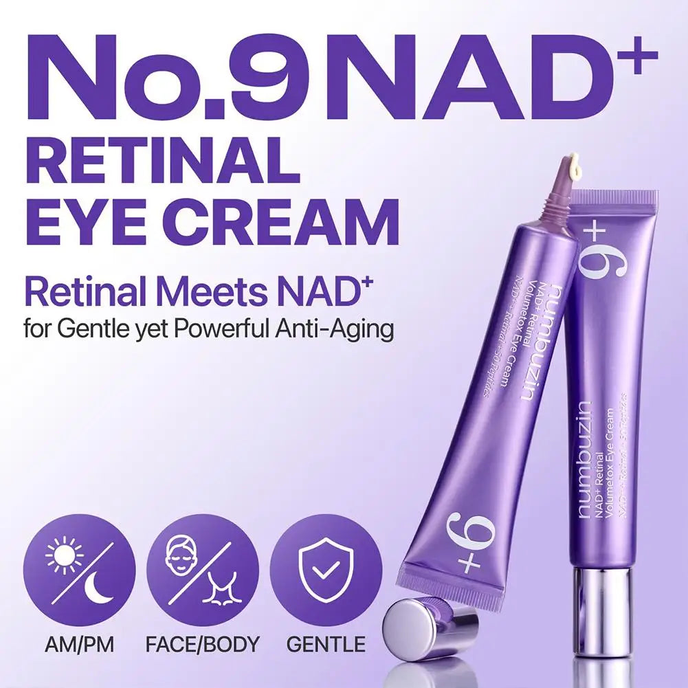 Three-piece retinol eye care set featuring liquid serum and eye cream for smoothing and brightening