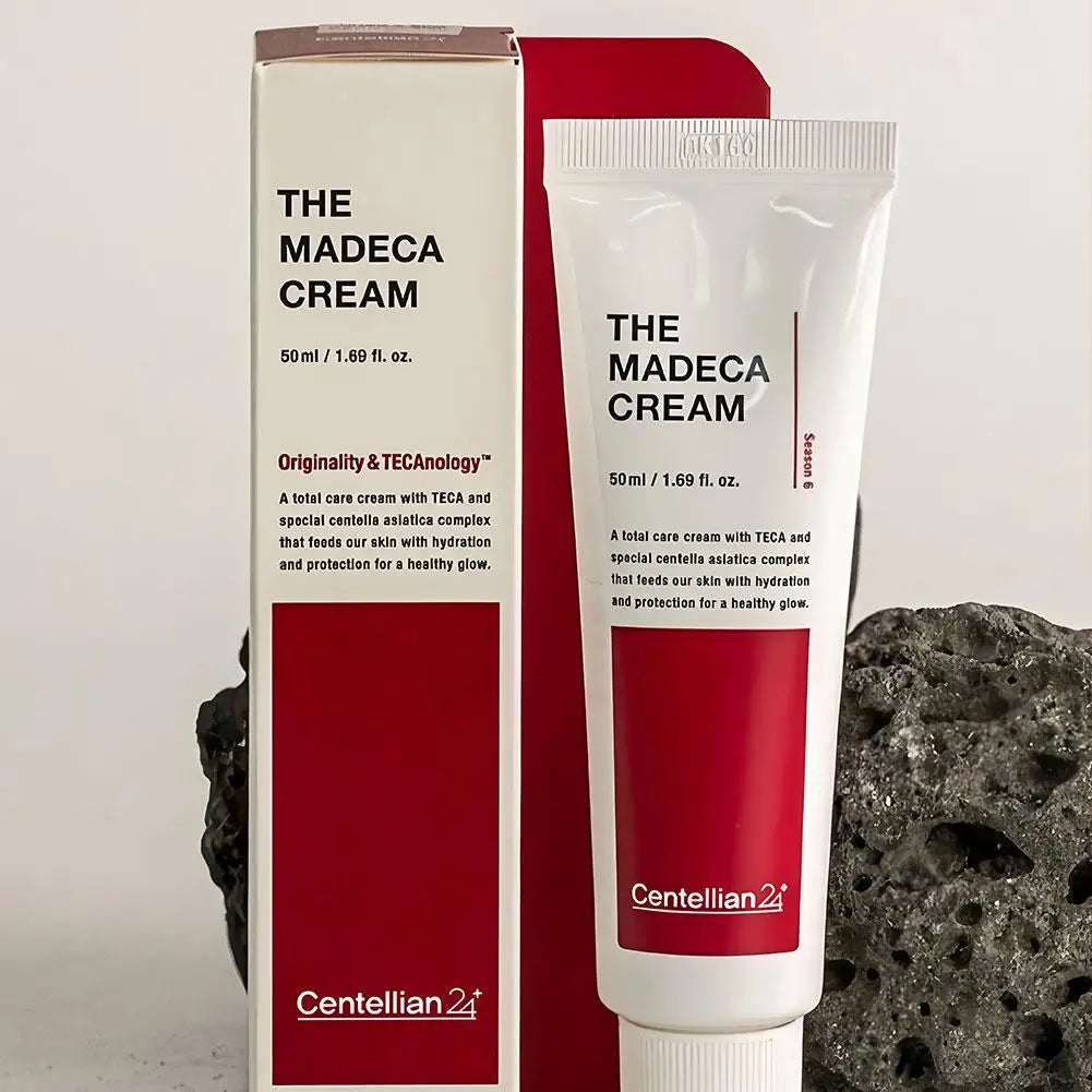 Centellian 24 The Madeca Cream Active Whitening Moisturizer — Madeca & Centella — Cream applied on facial skin whitening demo