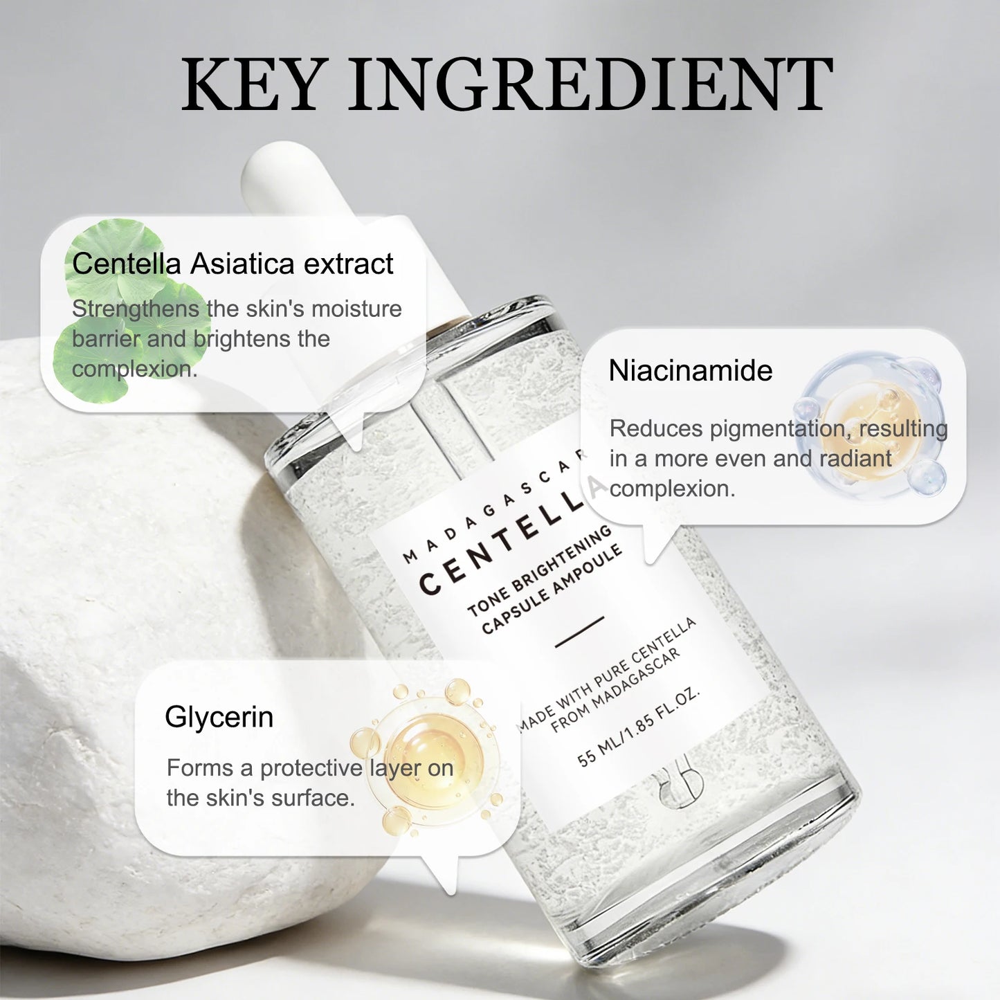 Centella — Madagascar Brightening Ampoule — Serum application on face