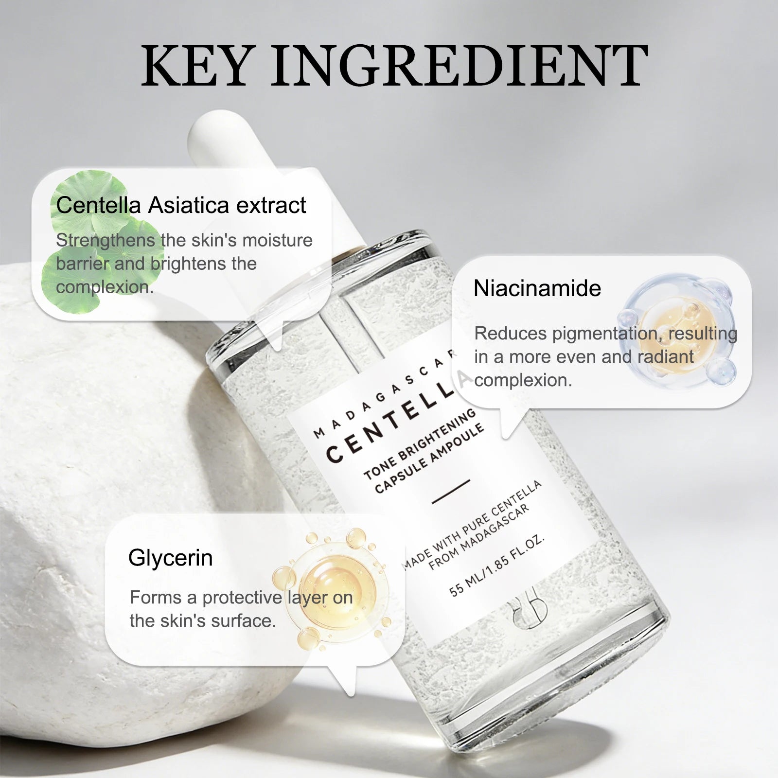 Centella — Madagascar Brightening Ampoule — Serum application on face