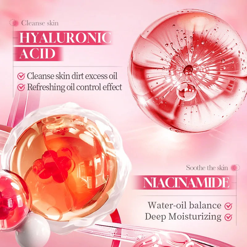 SADOER Niacinamide Honey Peach Facial Cleanser Moisturizing Whitening Deep Cleansing Anti-aigng Face Wash Foam Facial Cleanser