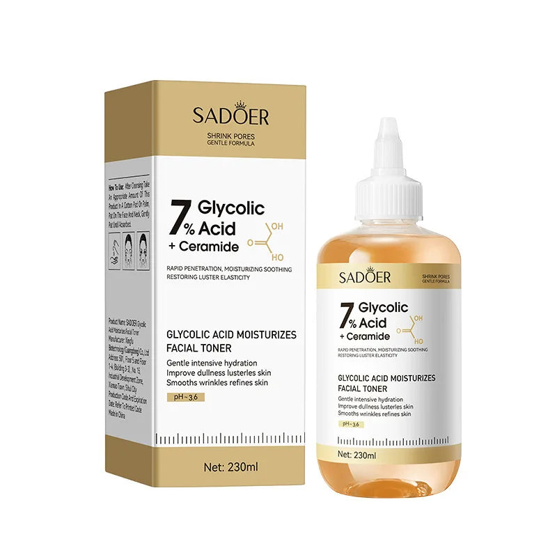 Facial toner with glycolic acid for moisturizing and nourishing skin