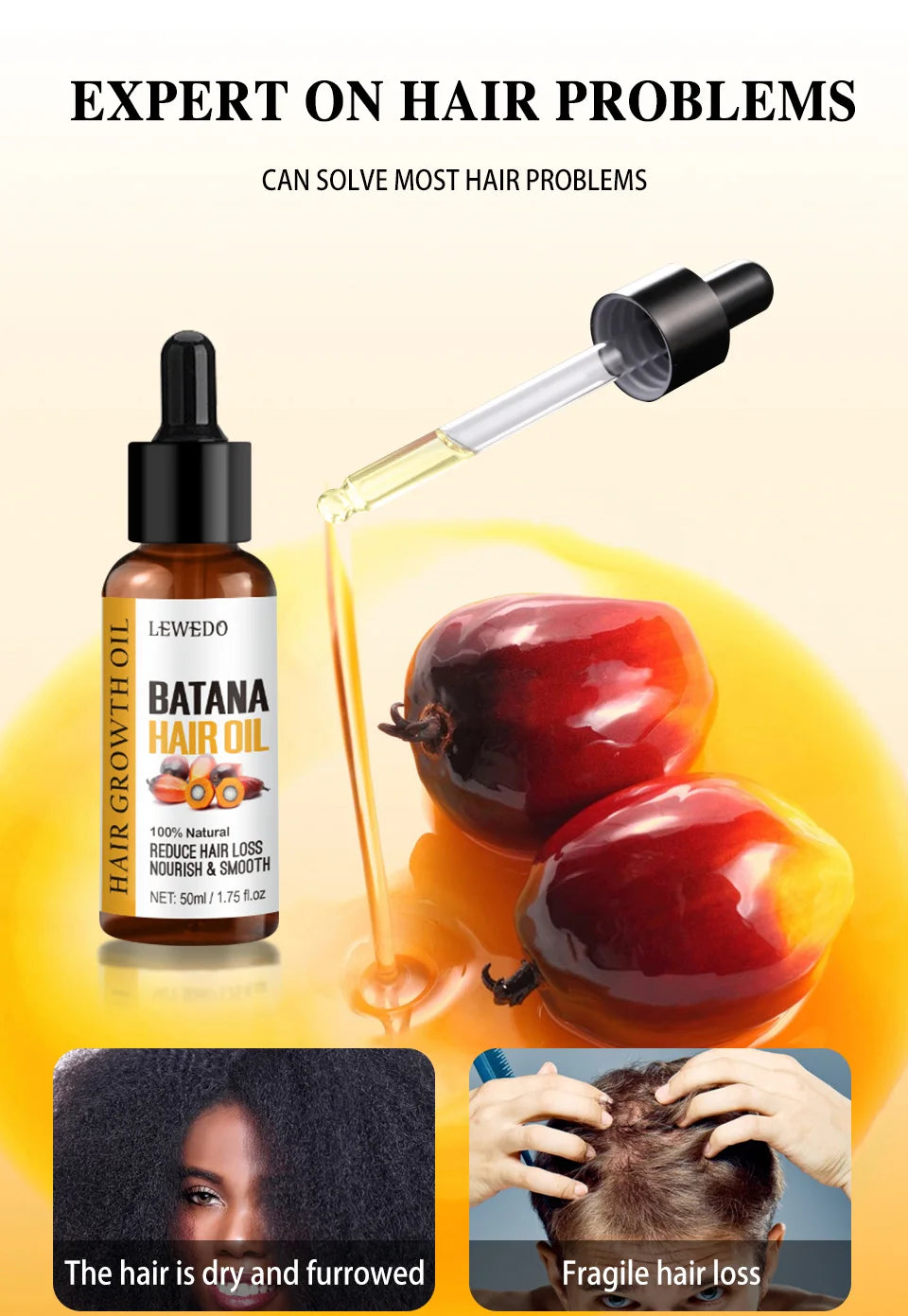 Bottle of pure batana oil for nourishing shiny hair and hair growth