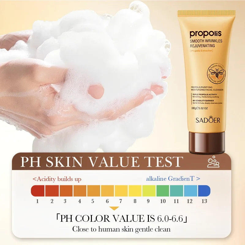 Gold propolis deep cleansing firming face wash product bottle