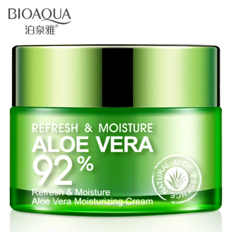 BIOAQUA Aloe Vera Deep Hydrating Day Face Cream — Aloe Vera — Jar front view with BIOAQUA branding close-up