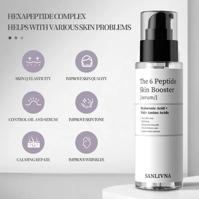 Peptide essence skincare set with collagen serum bottles for fine lines and brightening