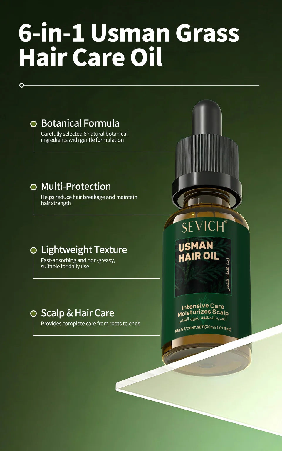 Hair care set showing serum, shampoo, soap, and thickening spray for men and women