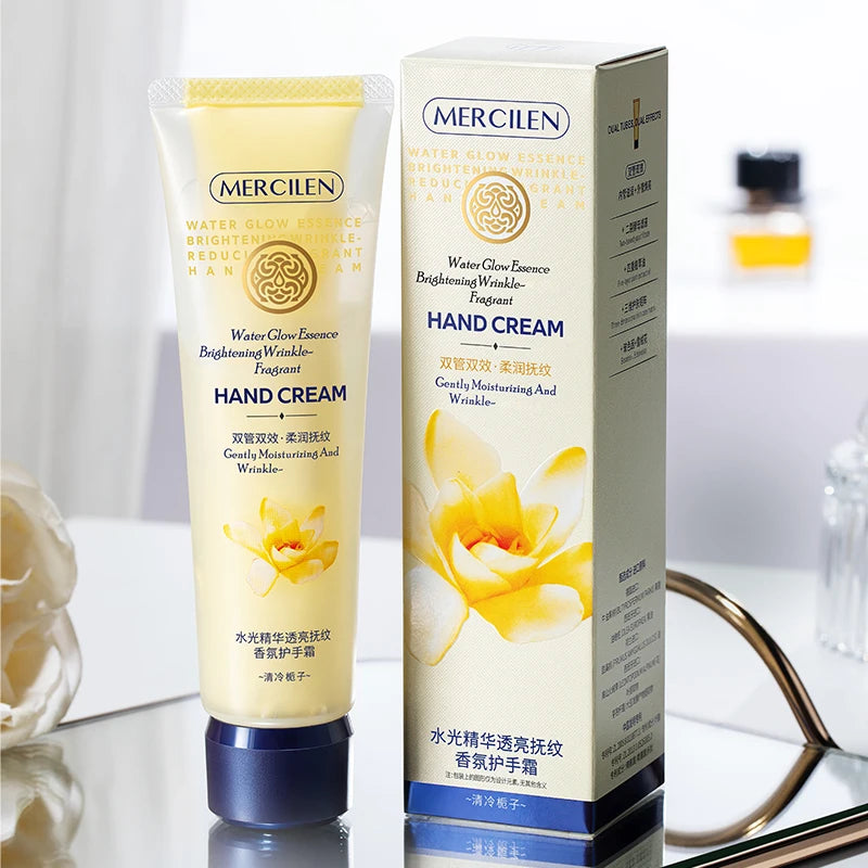 Mercilen Water-Glow Essence Translucent Fragrance Hand Cream 80g, Contains Niacinamide, Collagen, Vitamin E, and Plant-Based Squalane for Hydrating, Firming, and Nourishing Skin, Moisturizing Dry Skin, Making Hands Radiant an