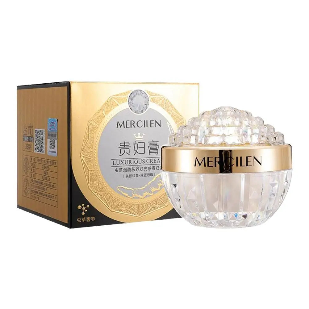 MERCILEN Gold Fish Roe Bosein Collagen Cream — Gold Fish Roe & Collagen — Product essence and mask set display