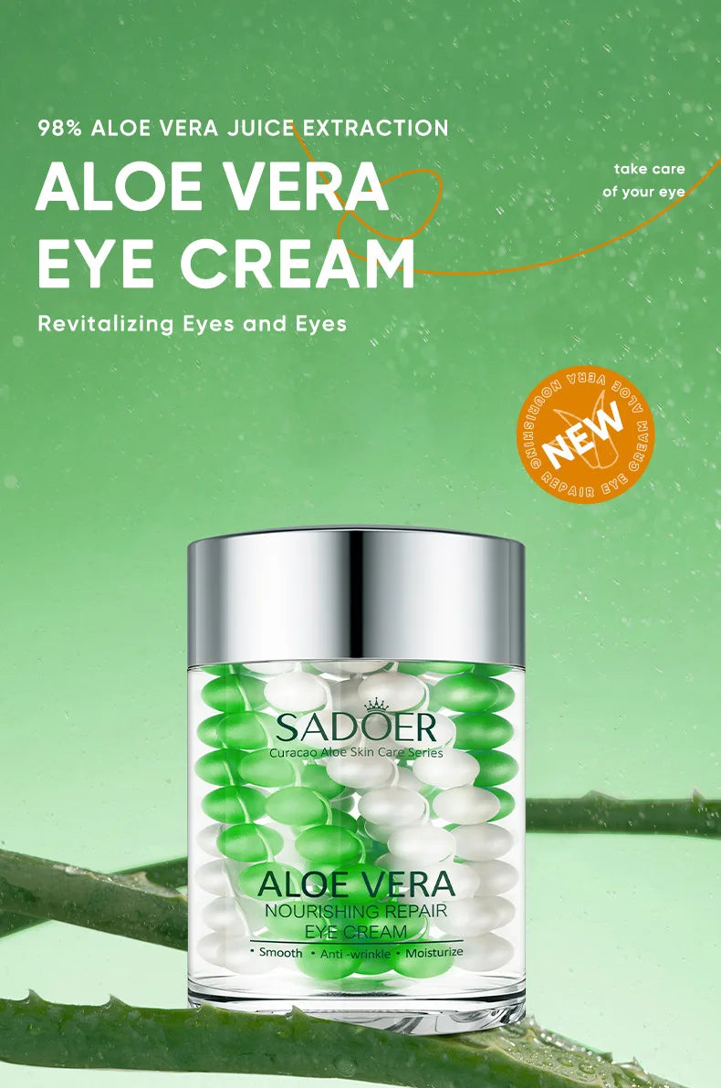 SADOER Aloe Vera Eye Cream Anti Dark Circles Eye Bags Remover Nourishing Moisturizing Firming Eyes Creams Skin Care Proudcts