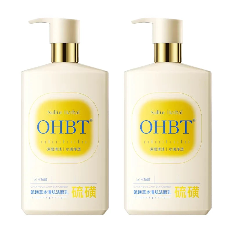 OHBT Sulfur Herbal Facial Cleanser, Deep Cleansing Moisturing Face Wash, Salicylic Acid Whitening Facilal Wash 500ml big bottle