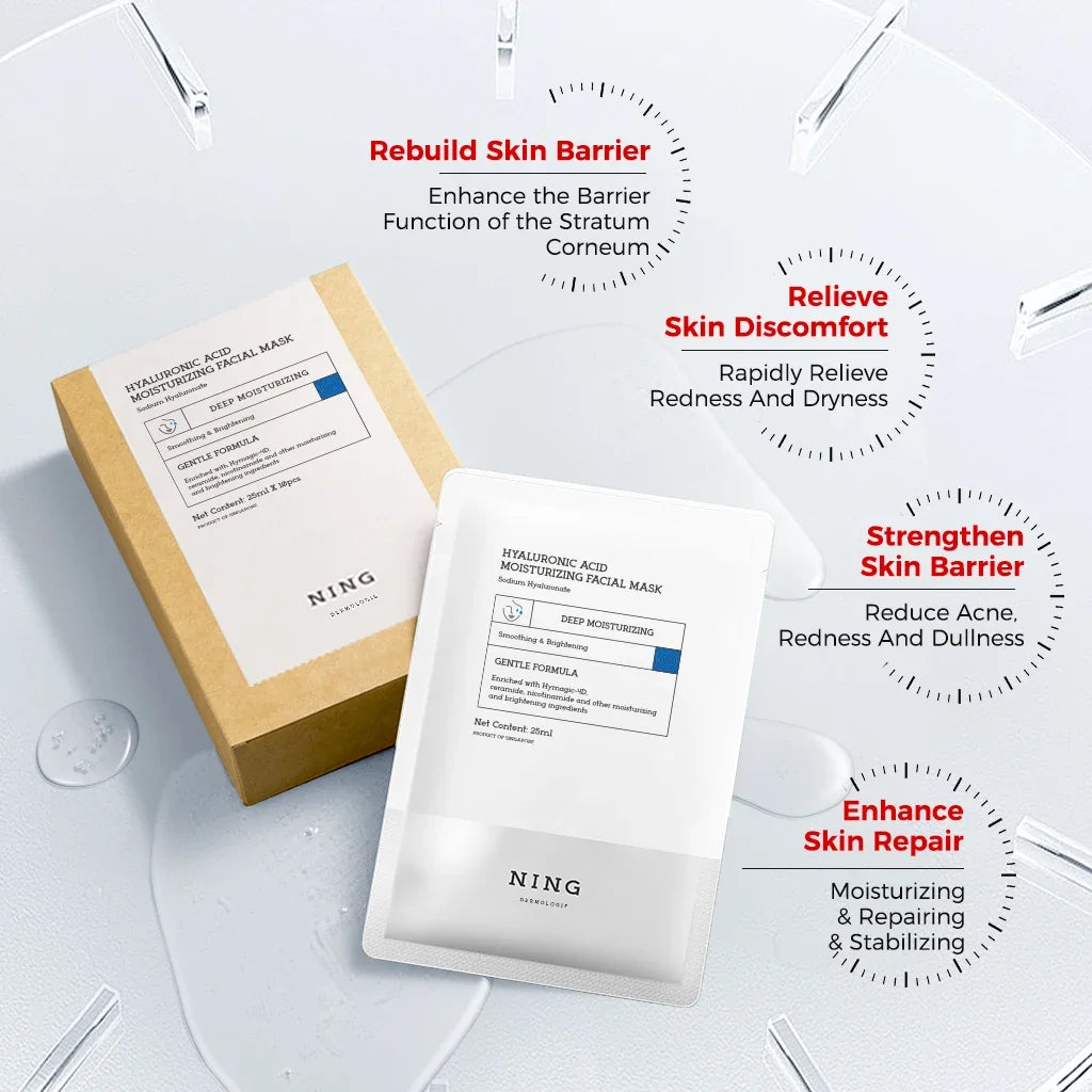 Face mask sheet with hyaluronic acid and niacinamide for skin hydration and radiance