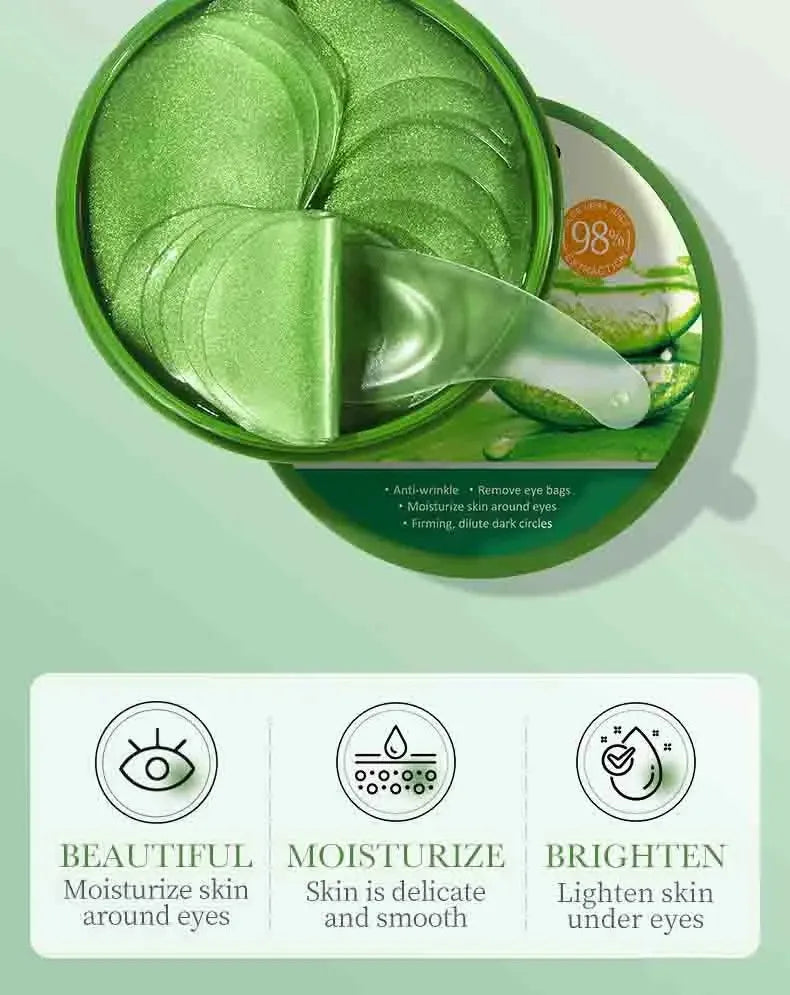 SADOER Aloe Vera Collagen Eye Mask — aloe vera + collagen — patches being applied to face