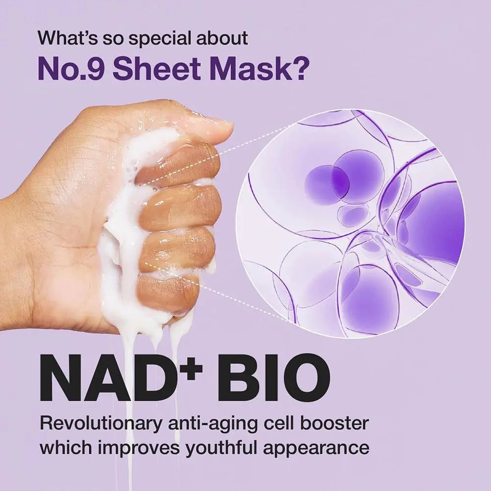 NUMBUZIN No.9 NAD+ BIO Lifting Mask Essence — NAD+ — Bottle front view with NUMBUZIN branding close-up