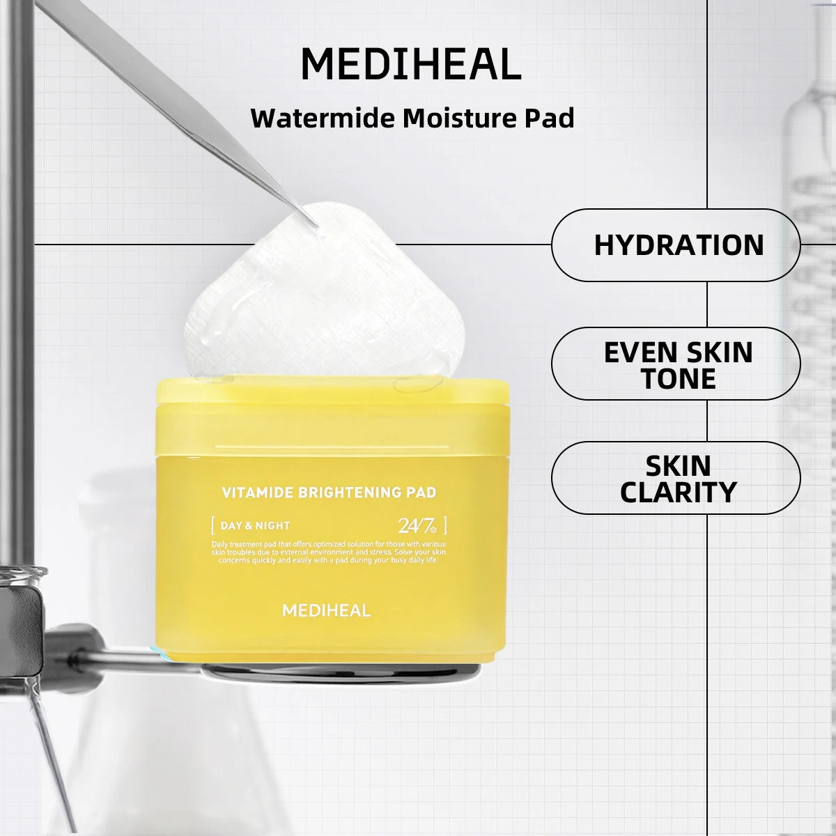 Round cotton toner pads soaked in hydrating essence inside a clear jar