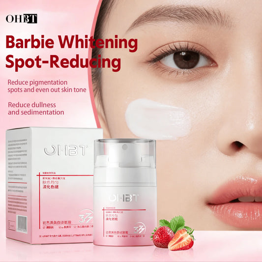 OHBT Face Skin Care Whitening Freckle Cream — Whitening & Niacinamide — Product tube with ingredient callout display