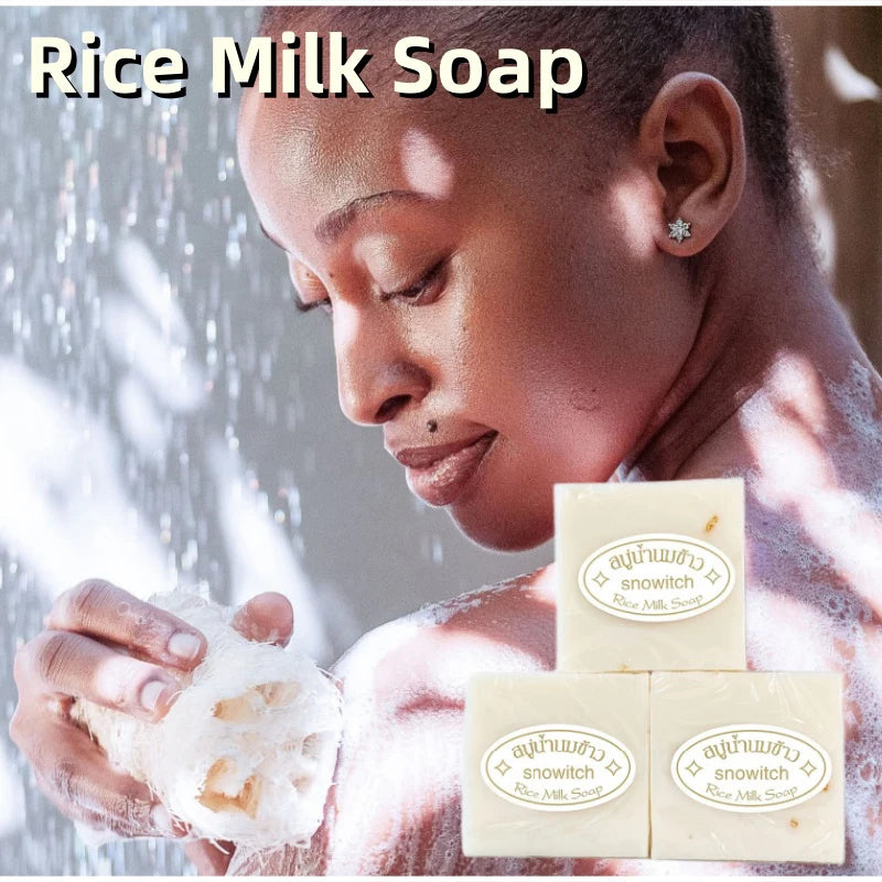 Creamy Thai rice milk soap bar with gentle moisturizing lather