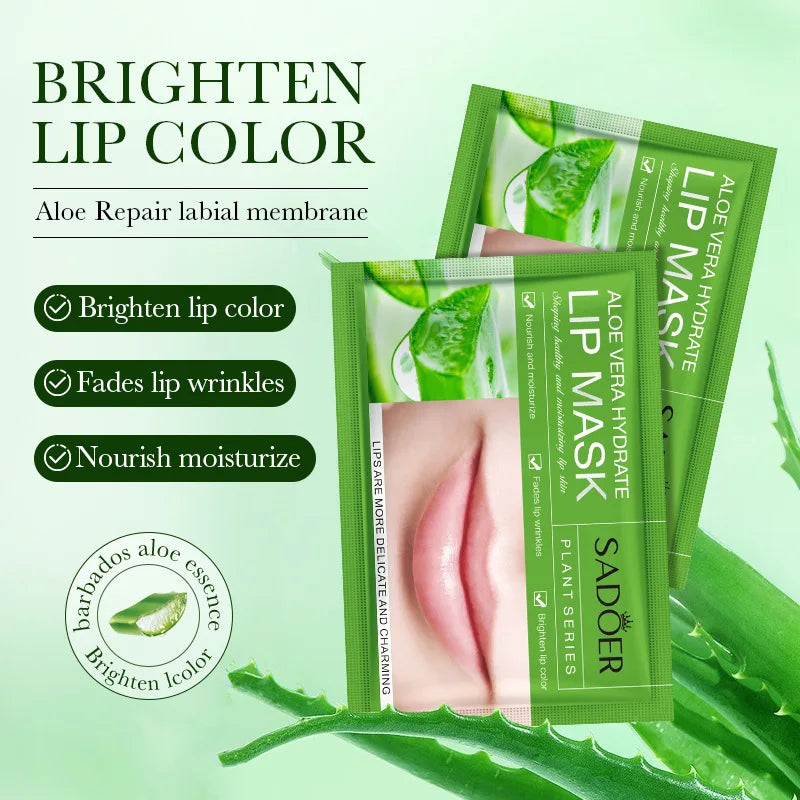 SADOER Fruit & Collagen Crystal Gel Lip Mask — Collagen & Fruit Extract — Jar with spatula and single patch