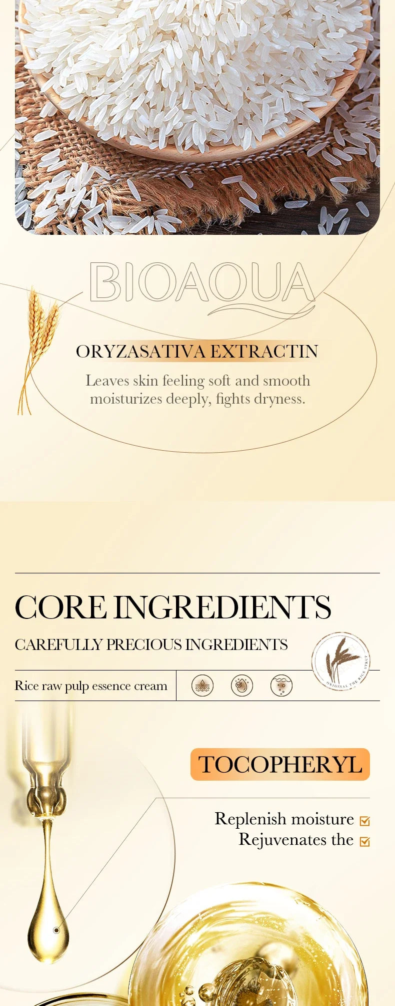 Cream jar with rice extract for moisturizing brightening and firming skin
