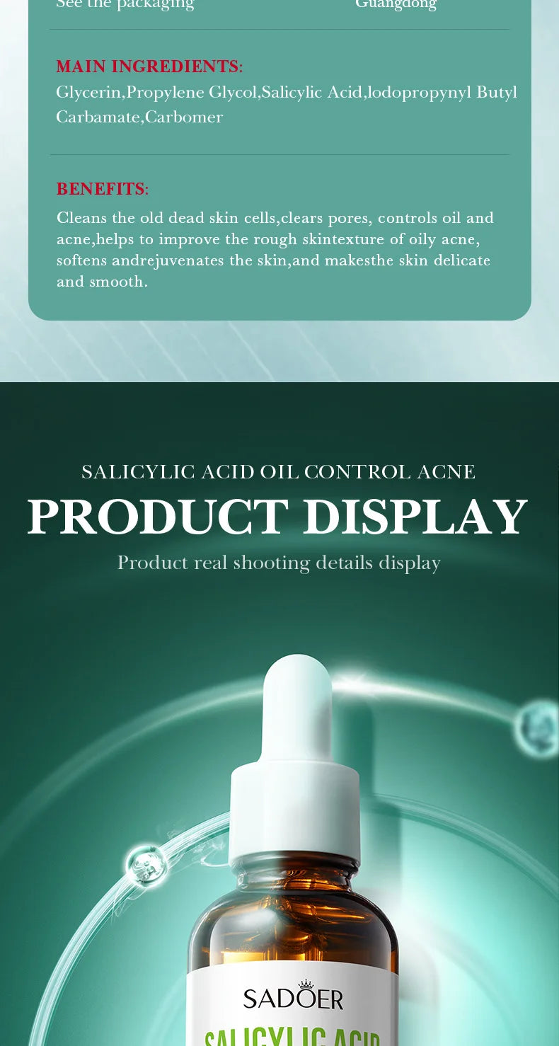 1/3pcs SADOER Fullerene Salicylic Acid Nicotinamide Serum Facial Moisturizing Anti-aging Facial Essence Beauty Skin Care