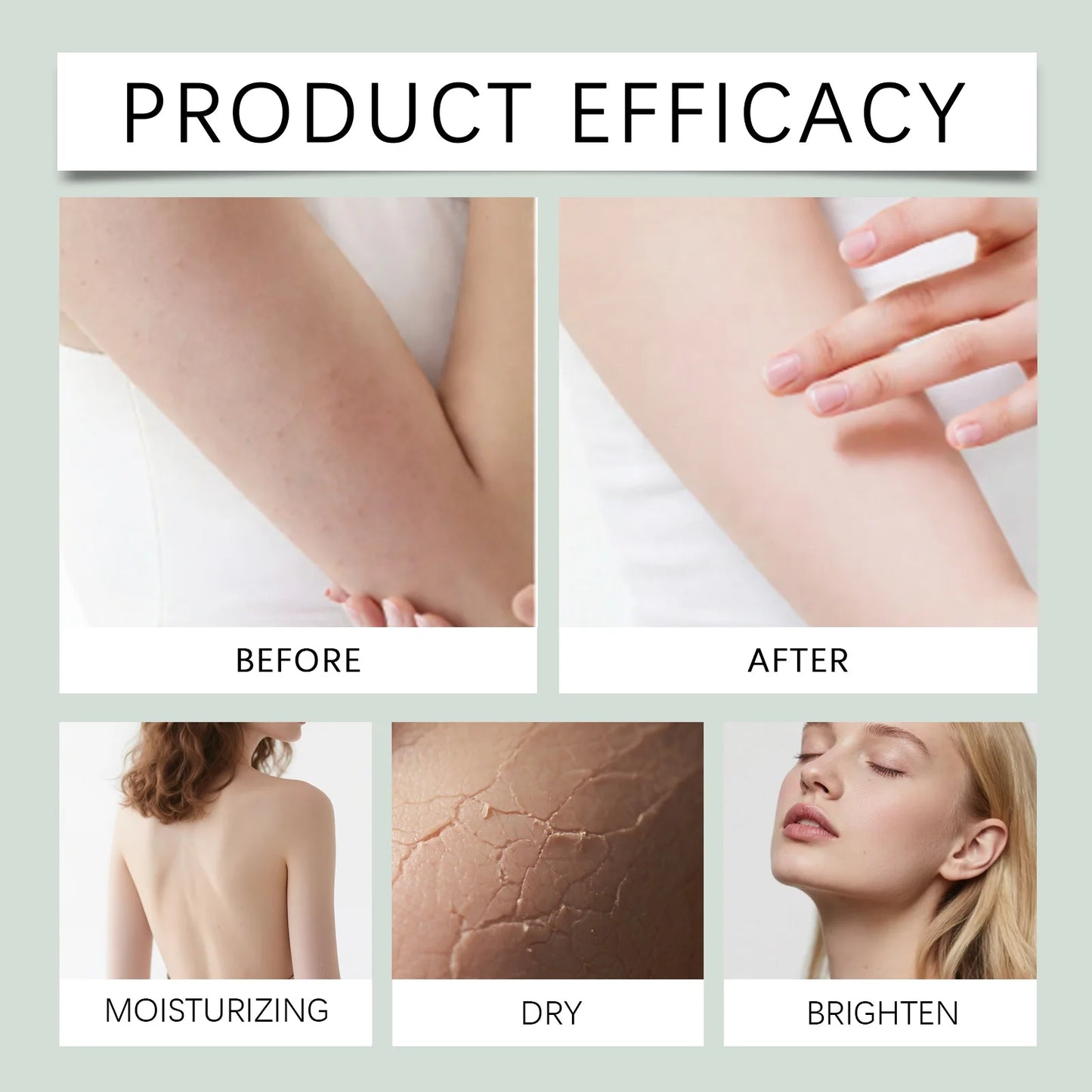 Hyaluronic acid body serum bottle with pump dispenser and moisturizing lotion texture.
