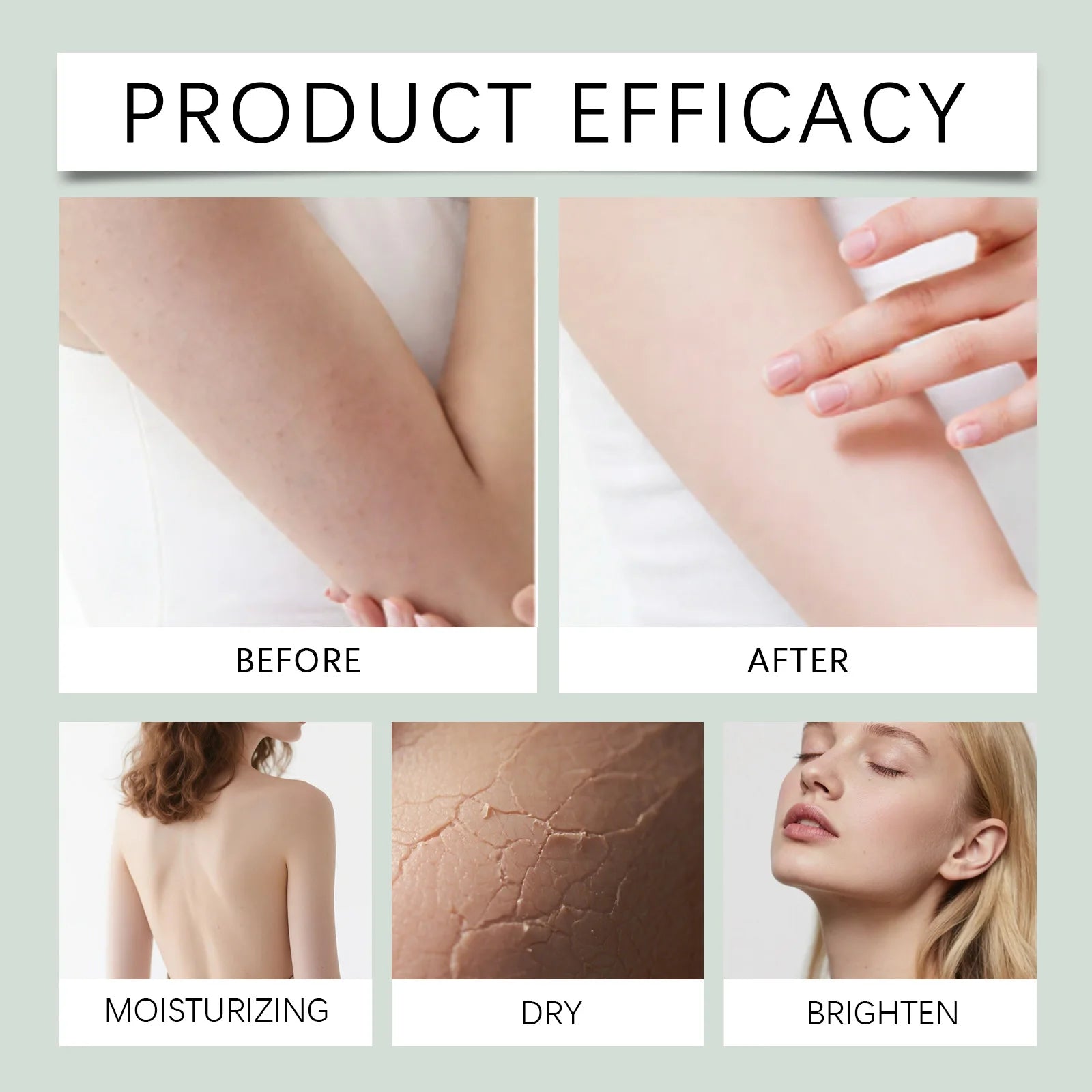 Hyaluronic acid body serum bottle with pump dispenser and moisturizing lotion texture.