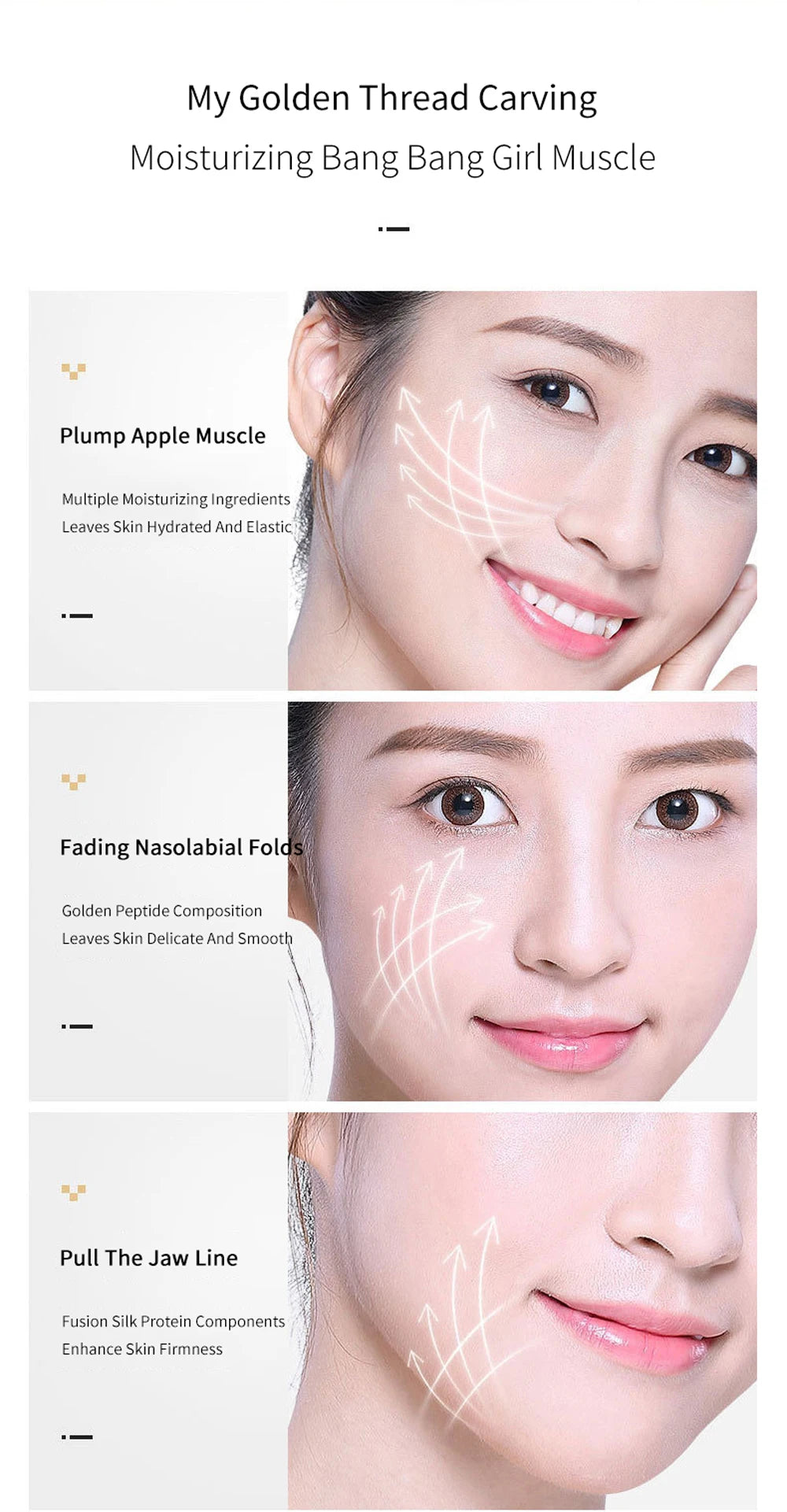 Gold peptide lifting face serum in dropper bottle
