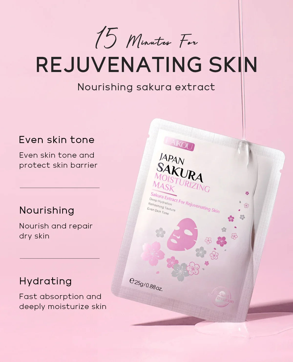 Sakura hydrating brightening sheet mask with cherry blossom design