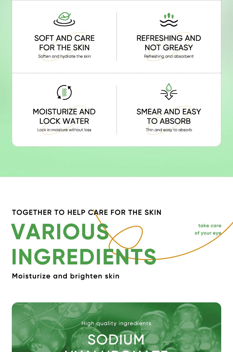 SADOER Aloe Vera Eye Cream Anti Dark Circles Eye Bags Remover Nourishing Moisturizing Firming Eyes Creams Skin Care Proudcts