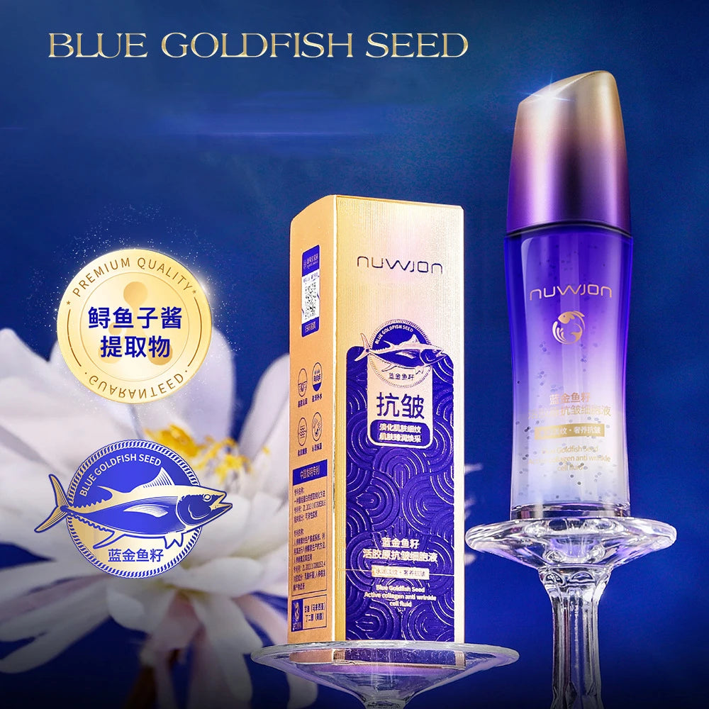 NUWJON Blue Goldfish Seed Active Collagen Anti Wrinkle Cell Liquid Moisturizing Refreshing Soft Face Care Essence Beauty Skincare  50ml