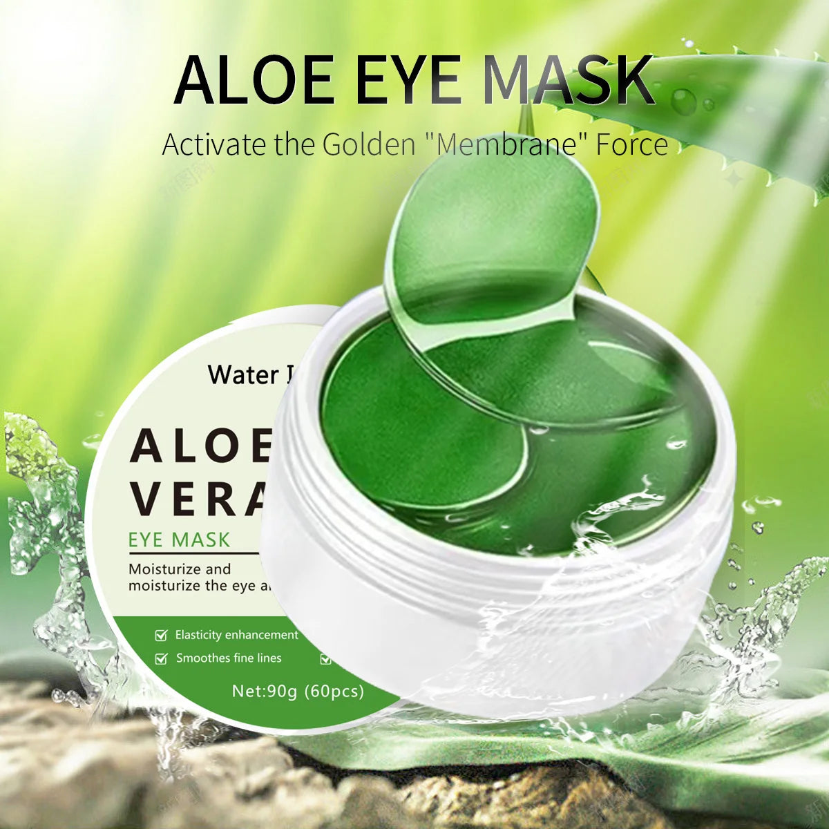Aloe collagen firming eye mask for under-eye hydration and skin tightening
