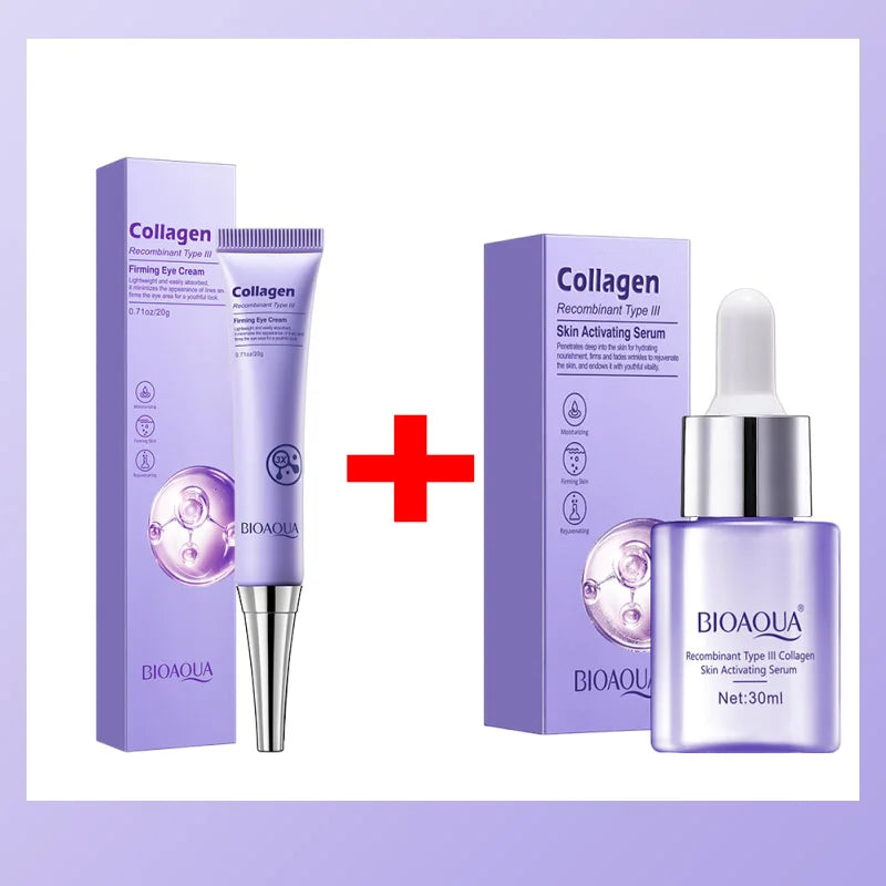 BIOAQUA Collagen Brightening Face Serum — Collagen — Complete product set lifestyle display