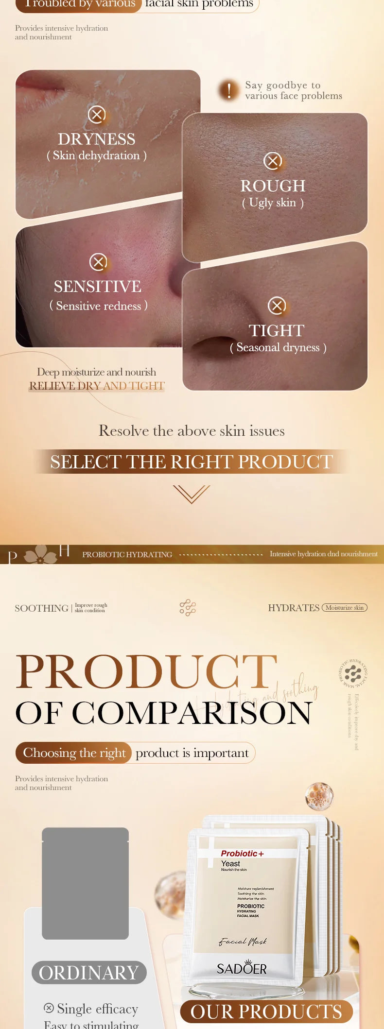 Sheet mask with probiotic hyaluronic acid and niacinamide