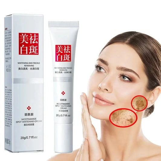 Face cream jar for fading freckles and dark spots, brightening skin with niacinamide and vitamin E
