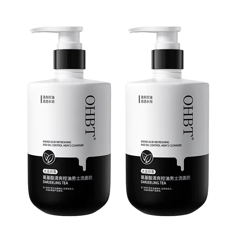 OHBT Men Salicylic Acid Cleansing Lotion 500g, Gentle Moisturizing Nourishing Facial Cleanser, Oil Control Brightening Face Wash