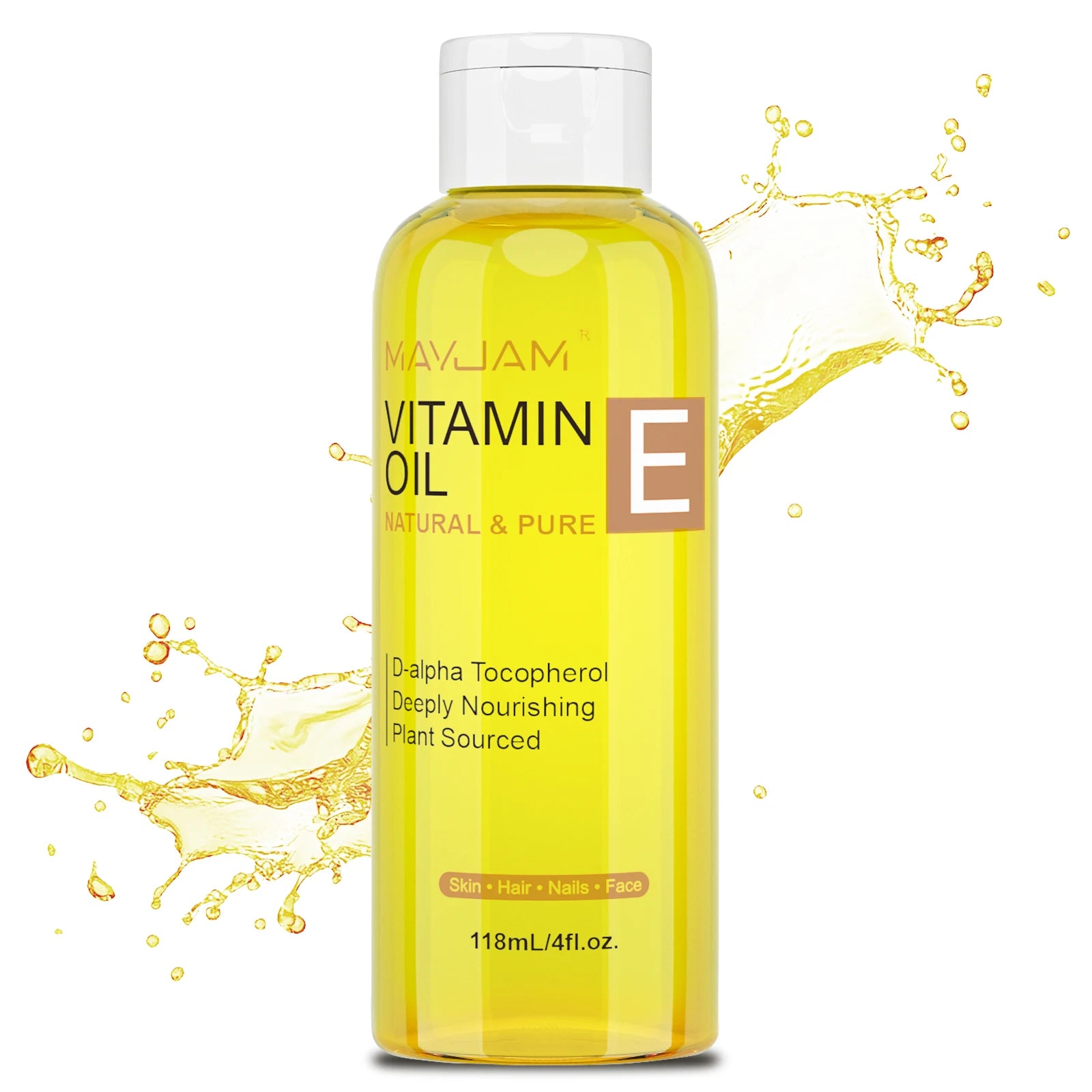 Amber glass dropper bottle of vitamin E face oil for brightening and moisturizing skin