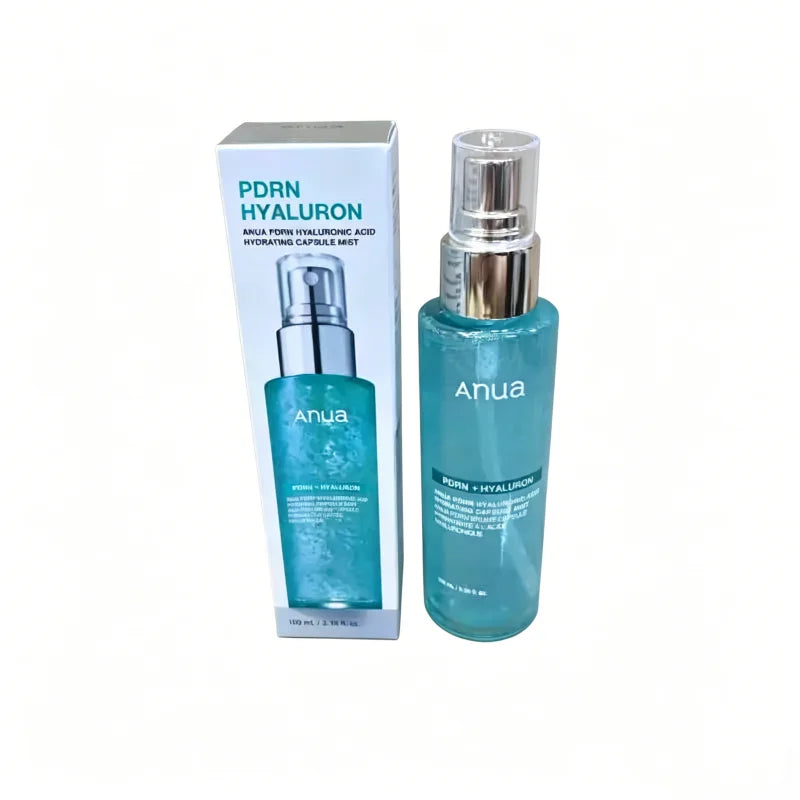 Anua PDRN Glow Hydrating Mist Serum Spray — PDRN — Product benefits and hydrating infographic