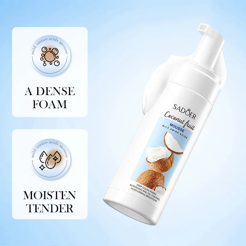 Facial foam cleanser tube with coconut, fruit and vitamin C design for moisturizing deep cleansing