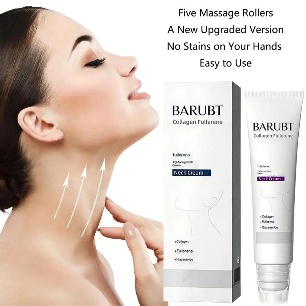 Barubut Anti-wrinkle Firming Neck Cream — Niacinamide — Cream applied on neck skin firming demo