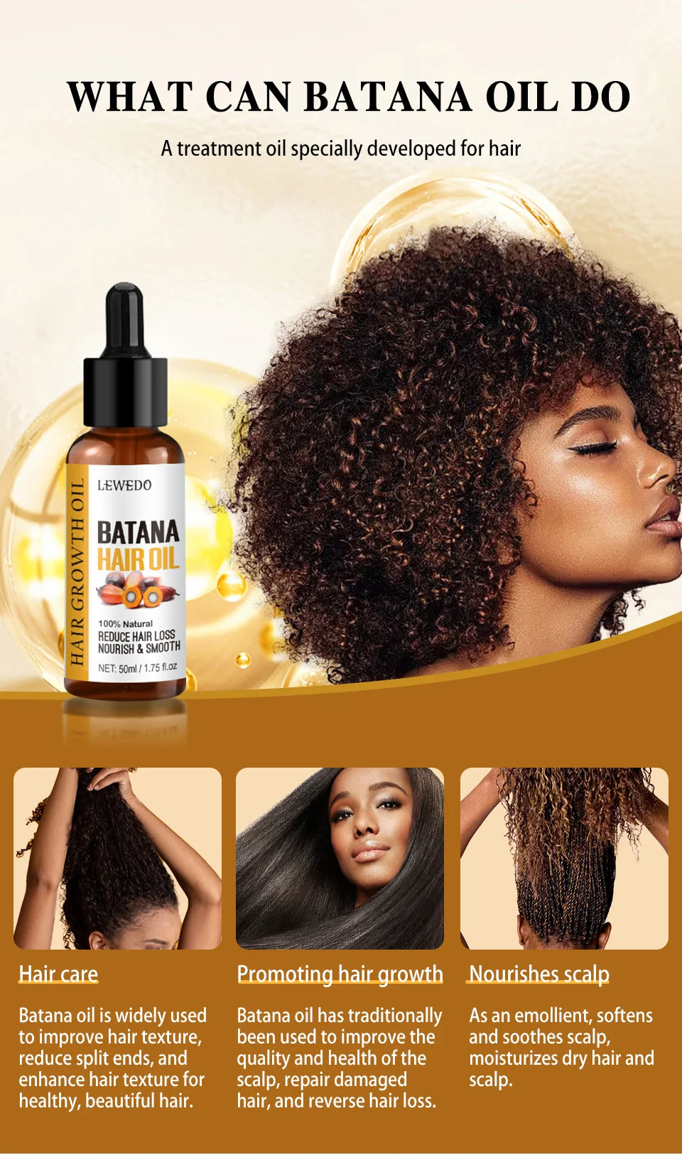 Bottle of pure batana oil for hair growth, shine, and healthier hair