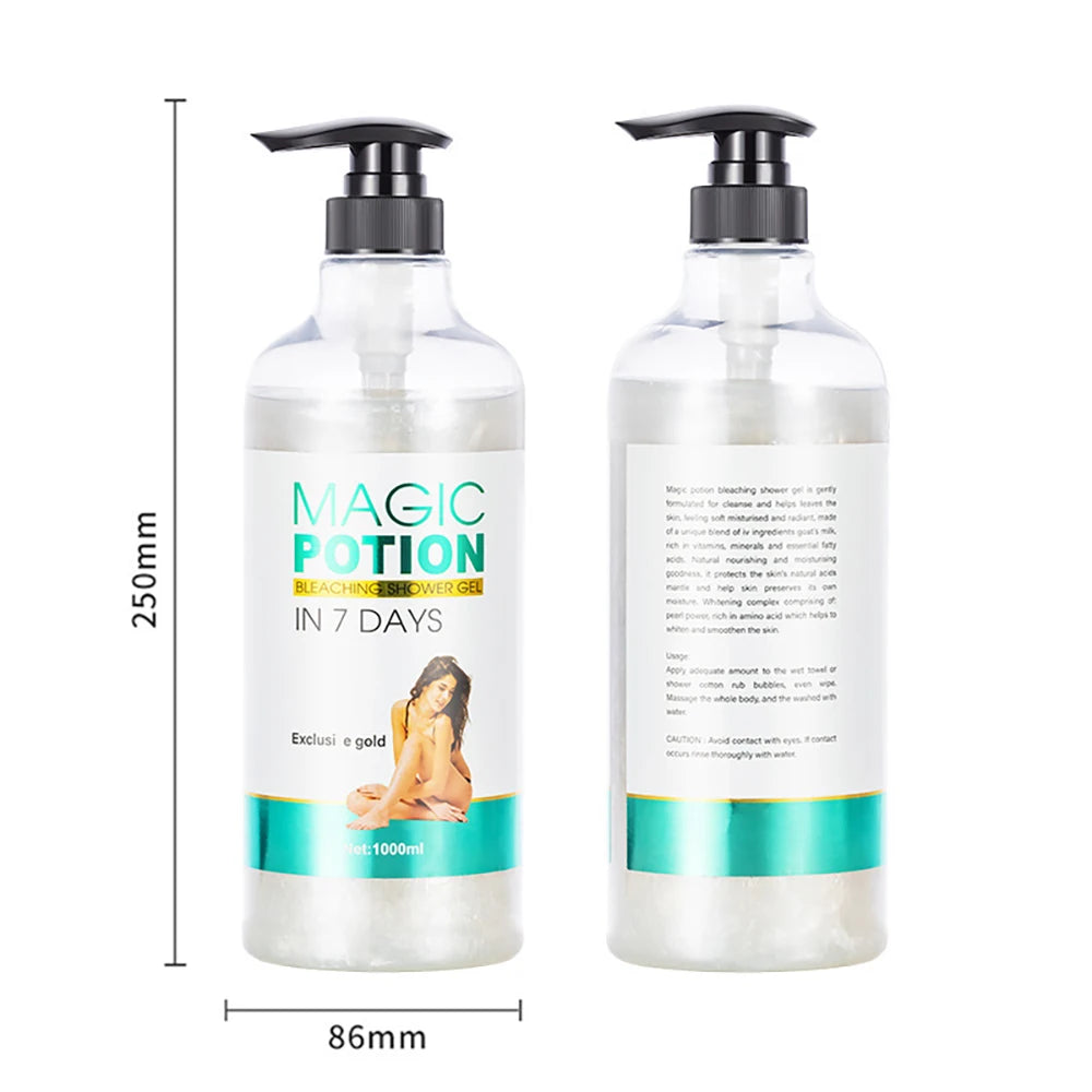 Magic Potion Exclusive Gold Shower Gel front and back bottle labels