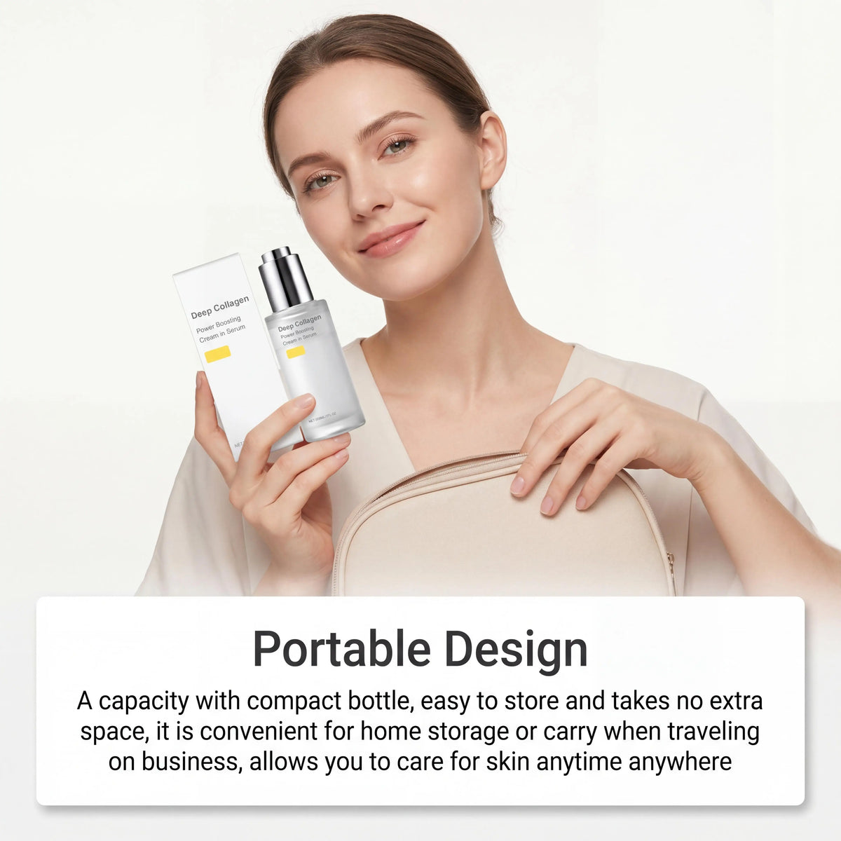 Facial firming serum bottle with collagen silk peptide