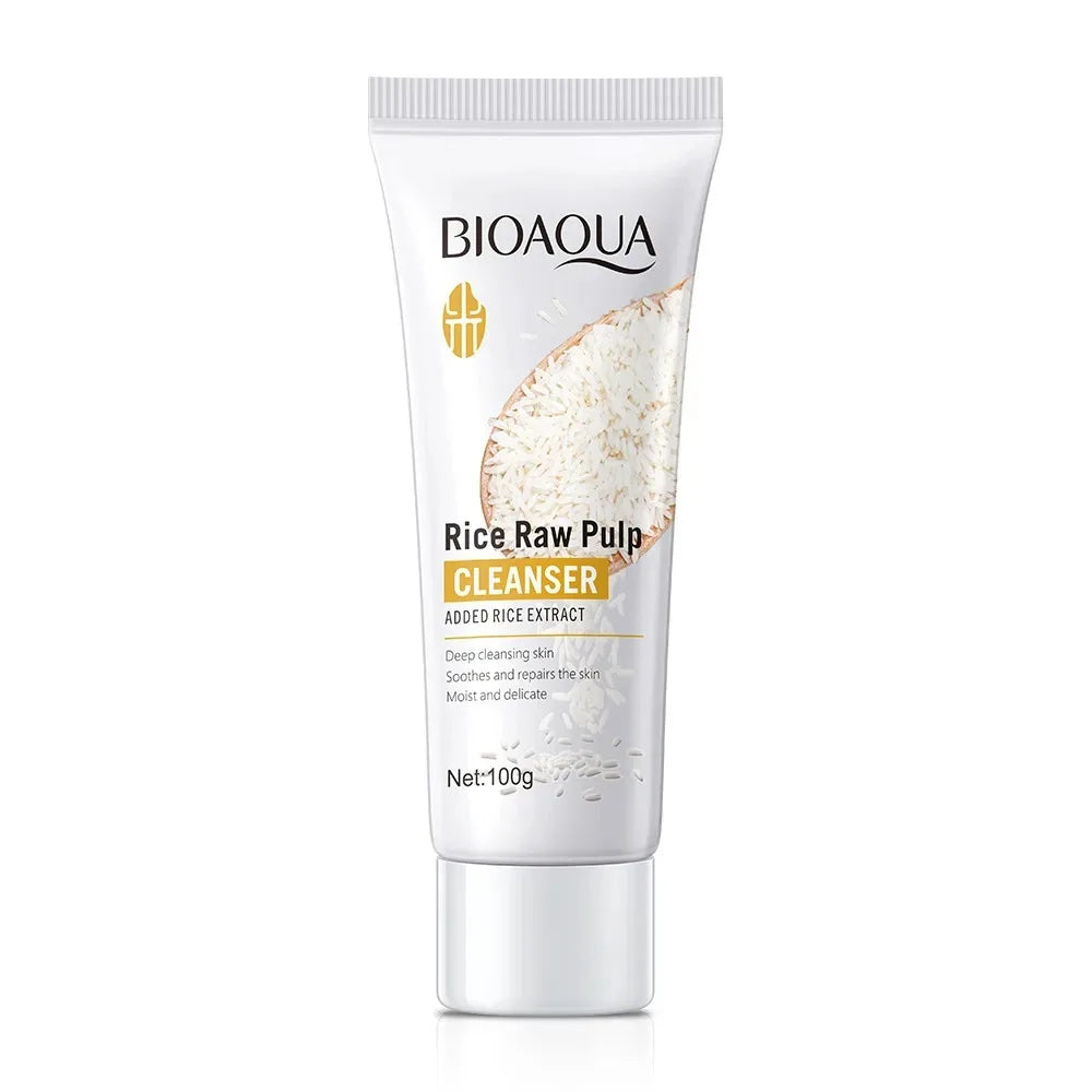 Rice raw pulp brightening facial cleanser foam bottle