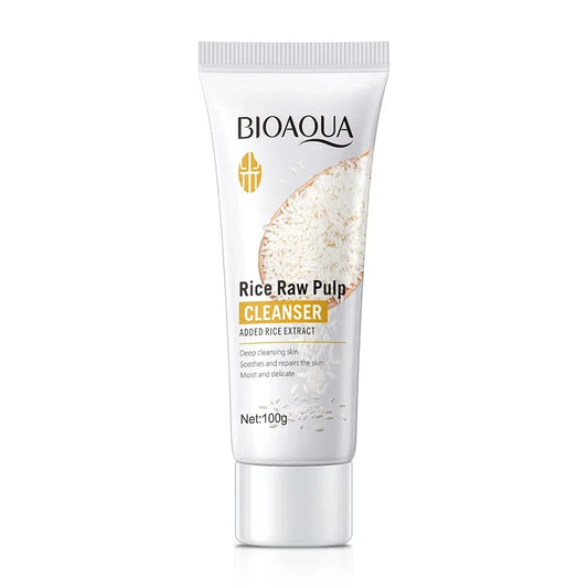 BIOAQUA Rice Raw Pulp Niacinamide Brightening Facial Cleanser 100g - Moisturizing & Skin-Rejuvenating Face Wash Foam